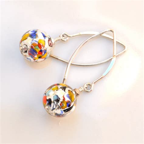 Genuine Murano Italy Glass Earrings Sterling Silver Handmade