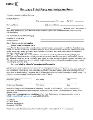 Fillable Online Mortgage Third Party Authorization Form Fax Email Print