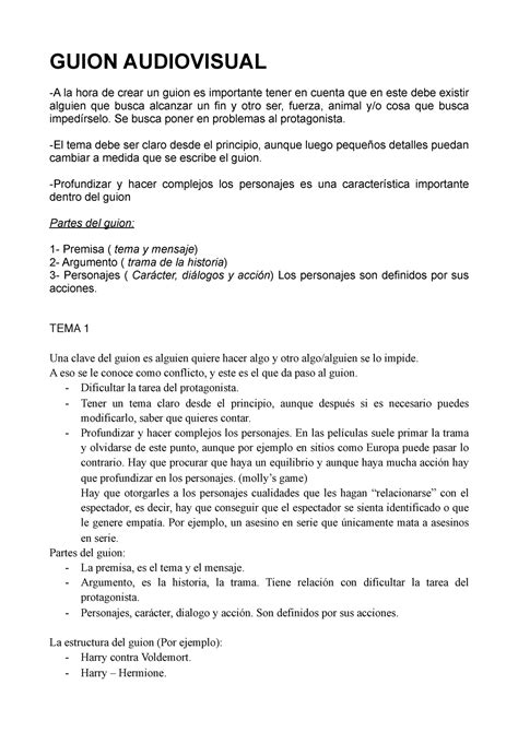 Guion Audiovisual Guion Audiovisual A La Hora De Crear Un Guion Es