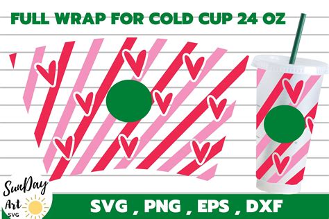 Full Wrap Valentine Heart Cold Cup Oz Graphic By Sundayart