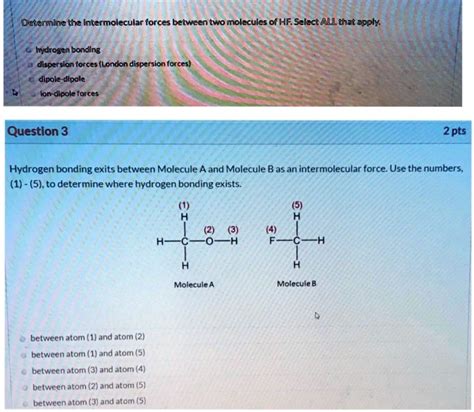 Solved Determine The Intermolecular Forces Between Two Molecules Of Hf