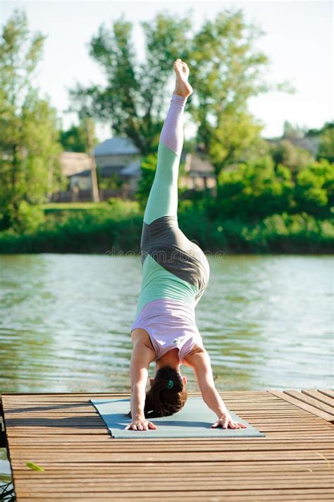 Young Slim Yoga Woman Making Beautiful Asana Exercises. Healthy ...