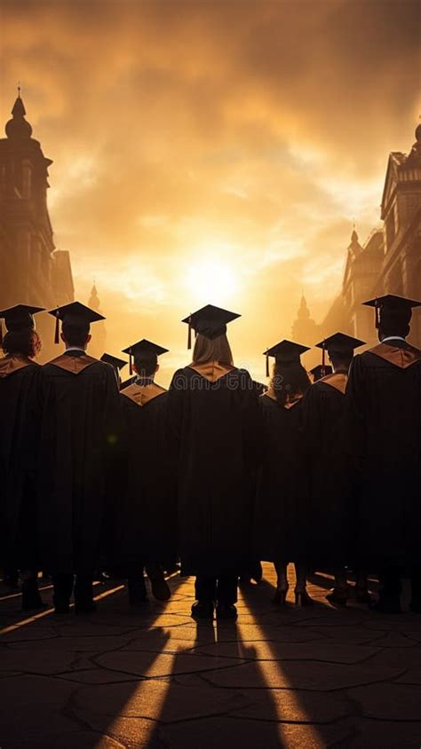 Group Of University Graduates Distinct Silhouettes In Graduation