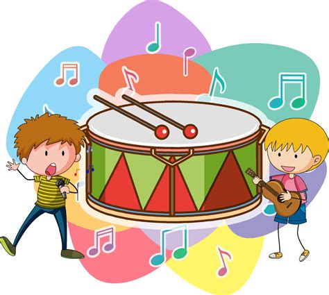 Cute cartoon character with music instrument 6980721 Vector Art at Vecteezy