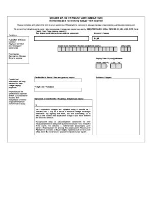 Fillable Online Credit Card Payment Authorisation Please Complete And