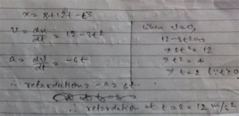 The Motion Of A Particle Along A Straight Line Is Described By Equation