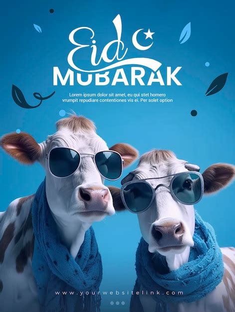 Premium Psd Eid Al Adha Mubarak Islamic Festival Two Cow Social Media