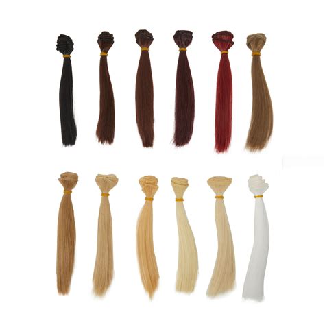 24 Pack Straight Synthetic Doll Hair Wefts For Rerooting Wig Making