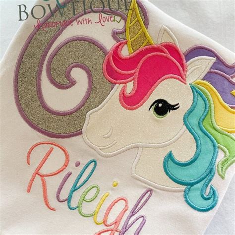 Rainbow Unicorn Rainbow Unicorn Applique Rainbow Unicorn Etsy