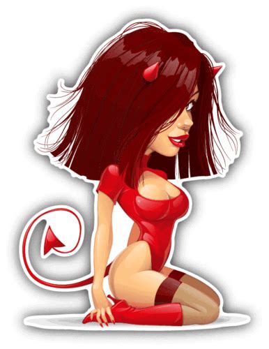 Devil Woman Sexy Redhead Cartoon Car Bumper Sticker Decal 4 X 5 Ebay