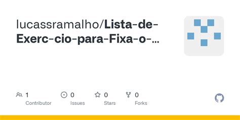 GitHub Lucassramalho Lista De Exerc Cio Para Fixa O Da Aprendizagem