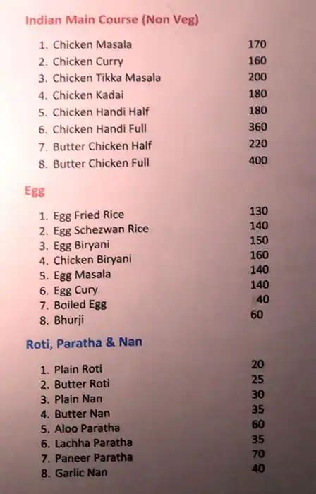 Menu Of Royal Chinese And Biryani Wakad Pune