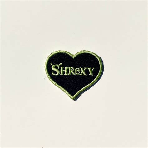 Shrexy Embroidered Iron On Felt Heart Shrek Patch Etsy