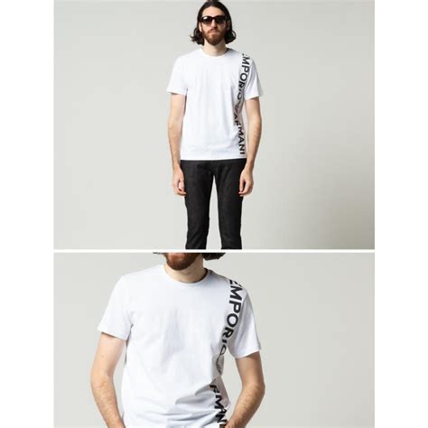 エンポリオアルマーニ メンズ Tシャツ Emporio Armani 縦ロゴプリント クルーネック 半袖 Tシャ Ea2118312r479