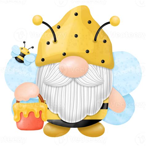 Gnomes Honey Bee Watercolor Clipart 9693896 Png