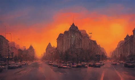 Bucharest Streets Sunset By Anato Finnstark Stable Diffusion Openart