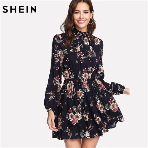 SHEIN Autumn Floral Women's Dresses , Neck Dress - Folk's Go - Online ...