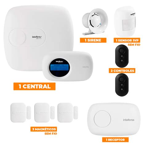 Kit De Alarme Intelbras 1 Central AMT 2018E C 04 Sensores