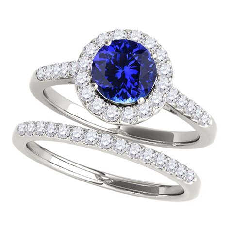 Mauli Jewels 1 40 Carat Halo Tanzanite And Diamond Engagement Rings For