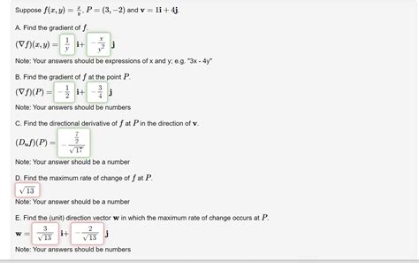 Solved Suppose F X Y Yx P 3 −2 And V 1i 4j A Find The