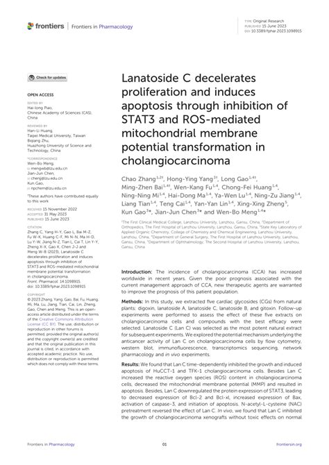 PDF Lanatoside C Decelerates Proliferation And Induces Apoptosis