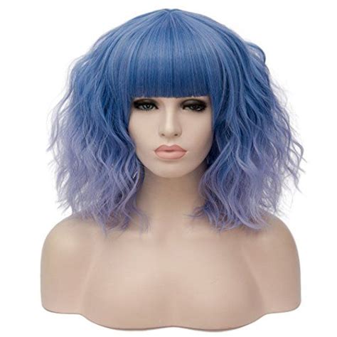 Max Beauty Women Cosplay Wig Hair Ombre Short Curly Wave Wigs Costume Part Bob Fluffy Full Wigs