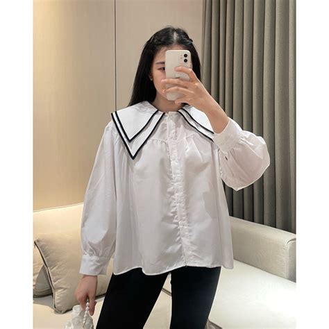 Jual Eska Clothing Hana Blouse Kemeja Bordir Wanita Korean Style