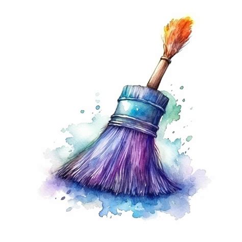 Premium Ai Image A Painting Of A Brush With A Purple Handle And A