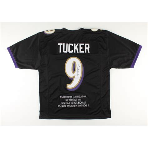 Justin Tucker Signed Career Stat Highlight Jersey Jsa Coa Pristine