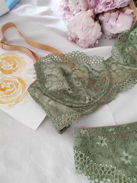 Set Of Green Lingerie Green Lingerie Set For Woman Green Etsy