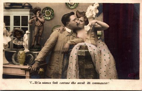 Vintage Risque France Postcard Lovers Nude Romantic Topics Risque Women Other
