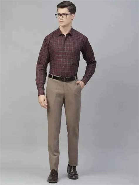 Pure Cotton Men Maroon Smart Gingham Checks Checked Semiformal Shirt