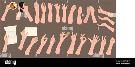 Set of hands showing different gestures isolated. Different hand sign ...