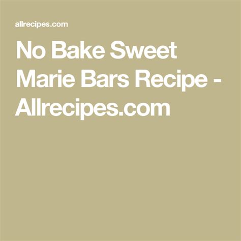 No Bake Sweet Marie Bars | Recipe | Baking sweet, Bars recipes, Baking