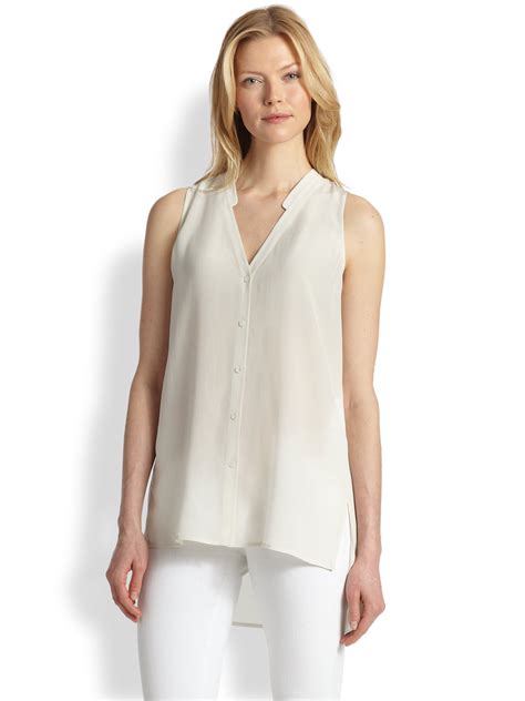 Eileen Fisher Silk Sleeveless Top In White BONE Lyst