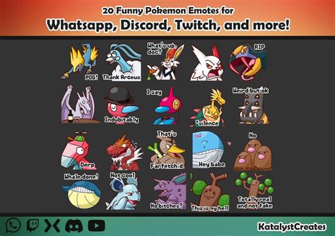 Funny Pokemon Digital Sticker Pack 7 Cute Twitch Stream Etsy