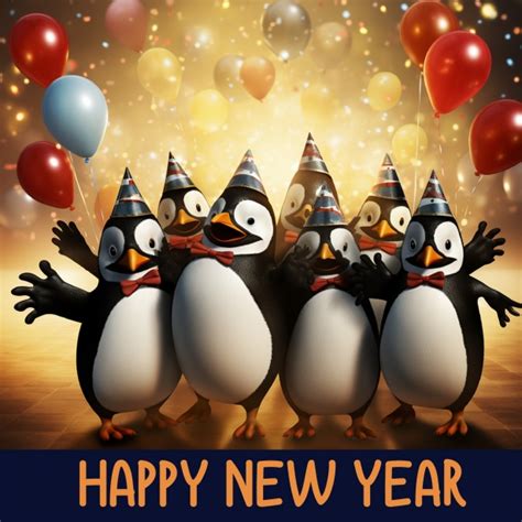 Happy New Year Penguin Art Free Stock Photo Public Domain Pictures