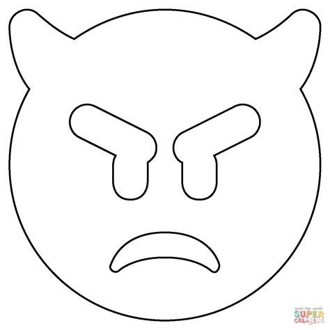 Angry Face With Horns Emoji Coloring Page Free Printable Coloring Page