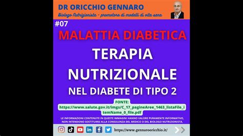 Malattia Diabetica Terapia Nutrizionalenel Diabete Di Tipo Youtube