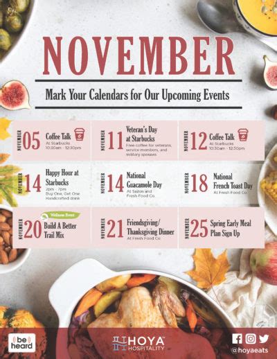 November Events Calendar Hoya Hospitality