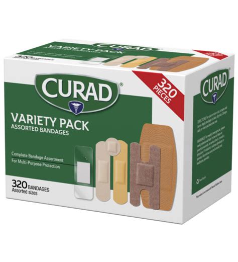 Bandage Variety Pack Assorted Sizes 320 Count Curad Bandages