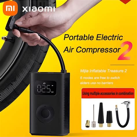 Xiaomi Mijia Electric Air Compressor 2 Mini Air Pump 150PSI Type C LED