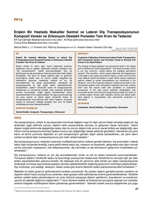 Pdf Eri Kin Bir Hastada Maksiller Santral Ve Lateral Di