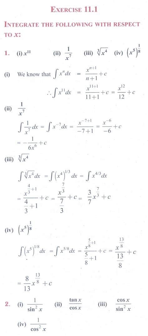 Exercise Basic Rules Or Formula Of Integration Problem