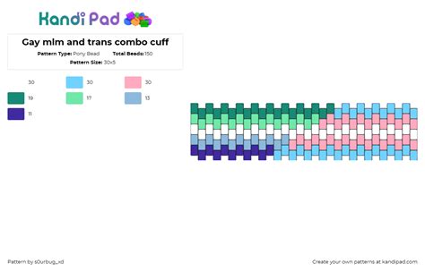 Gay Mlm And Trans Combo Cuff Pony Bead Pattern Kandi Pad Kandi