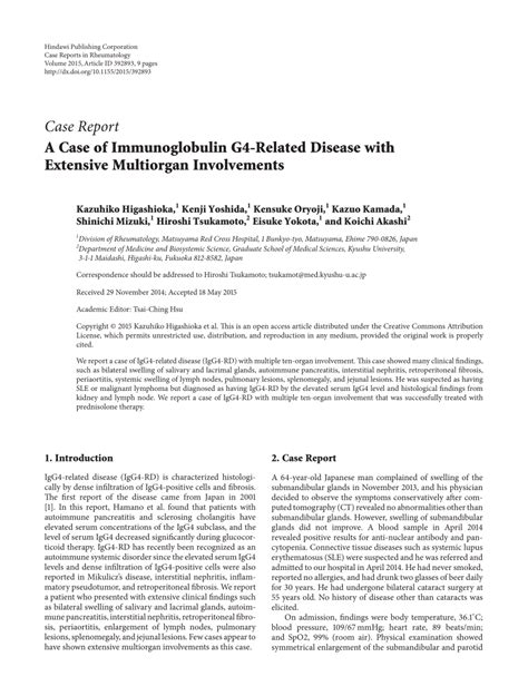 PDF A Case Of Immunoglobulin G4 Related Disease With Extensive