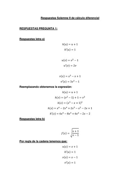 Solemne Calculo Diferencial Respuestas Solemne Ii De C Lculo