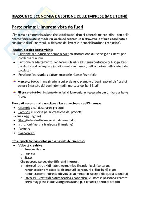 Riassunto Economia E Gestione Delle Imprese