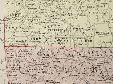 Antique Missouri And Arkansas Map 1873 A C Black Map Of Etsy
