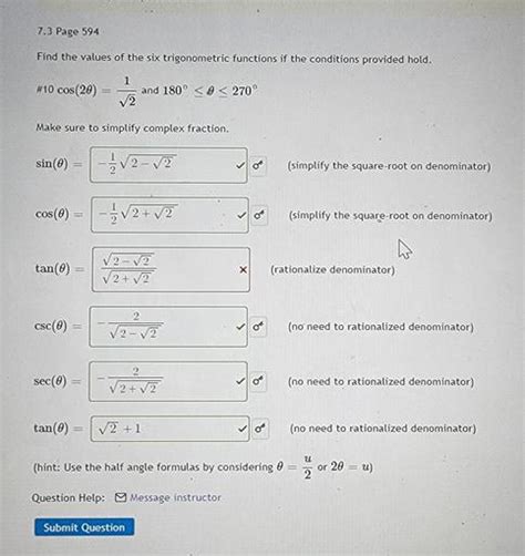 Find The Values Of The Six Trigonometric Functions Calculus